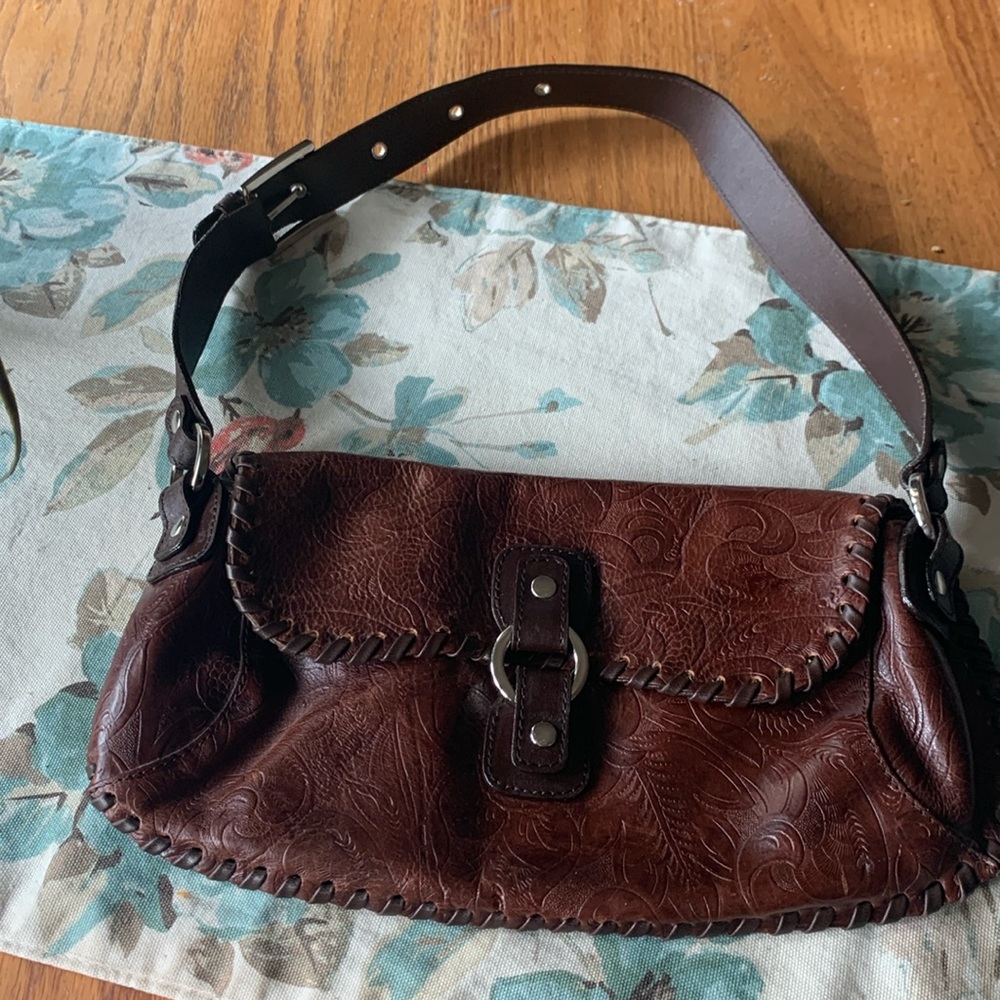 KessLord Paris Tooled Leather Shoulder Bag